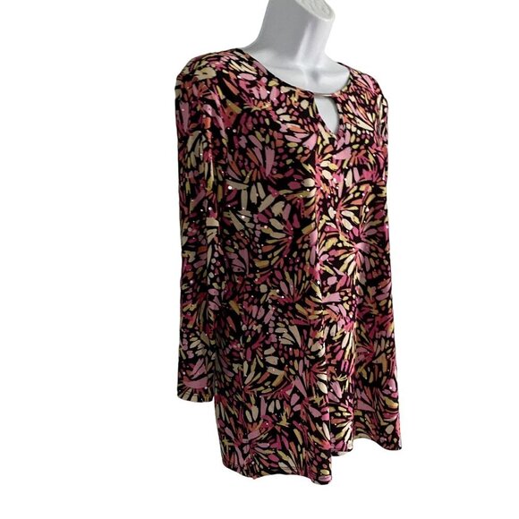 Emily Daniels Pullover Top with 3/4 Sleeves, Keyhole, Sparkle Women's Medium - Picture 4 of 9